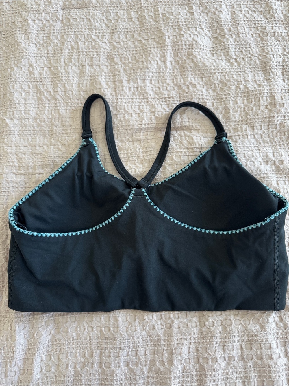 Nike Black Sports Bra with Teal Stitching - Picture 3 of 3
